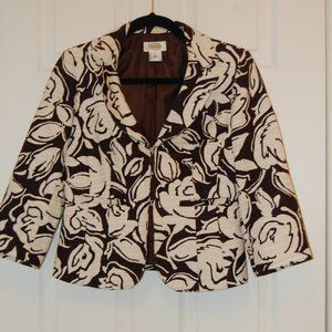 TALBOTS Brown and White  Women's Patterned Jacket Size 4